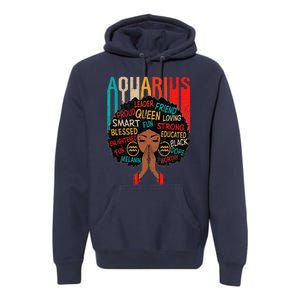 Aquarius Queen Zodiac Birthday Afro Woman Black Premium Hoodie