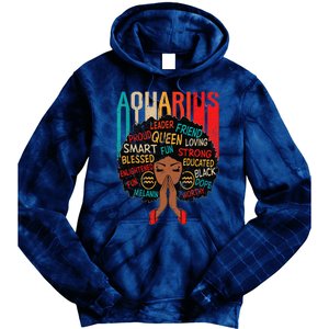 Aquarius Queen Zodiac Birthday Afro Woman Black Tie Dye Hoodie