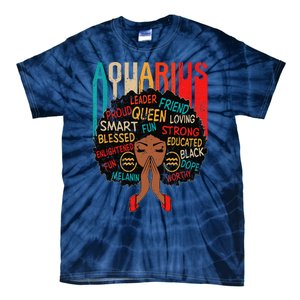 Aquarius Queen Zodiac Birthday Afro Woman Black Tie-Dye T-Shirt