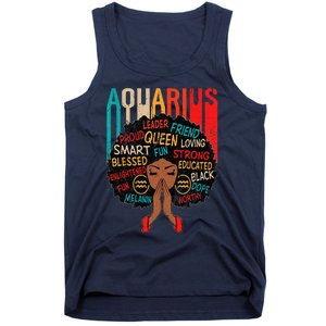 Aquarius Queen Zodiac Birthday Afro Woman Black Tank Top