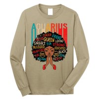 Aquarius Queen Zodiac Birthday Afro Woman Black Long Sleeve Shirt