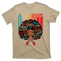 Aquarius Queen Zodiac Birthday Afro Woman Black T-Shirt