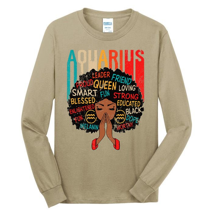 Aquarius Queen Zodiac Birthday Afro Woman Black Tall Long Sleeve T-Shirt