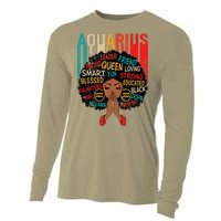 Aquarius Queen Zodiac Birthday Afro Woman Black Cooling Performance Long Sleeve Crew