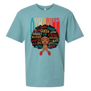 Aquarius Queen Zodiac Birthday Afro Woman Black Sueded Cloud Jersey T-Shirt