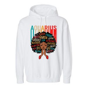 Aquarius Queen Zodiac Birthday Afro Woman Black Garment-Dyed Fleece Hoodie