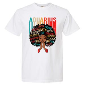 Aquarius Queen Zodiac Birthday Afro Woman Black Garment-Dyed Heavyweight T-Shirt