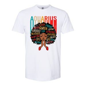 Aquarius Queen Zodiac Birthday Afro Woman Black Softstyle CVC T-Shirt