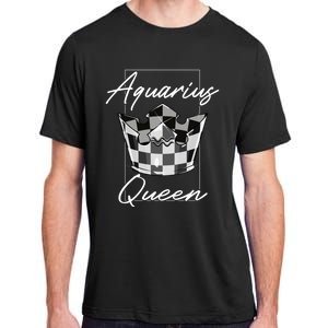 Aquarius Queen Zodiac Sign With Checkerboard Pattern Crown Gift Adult ChromaSoft Performance T-Shirt