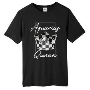 Aquarius Queen Zodiac Sign With Checkerboard Pattern Crown Gift Tall Fusion ChromaSoft Performance T-Shirt