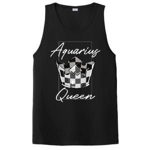 Aquarius Queen Zodiac Sign With Checkerboard Pattern Crown Gift PosiCharge Competitor Tank