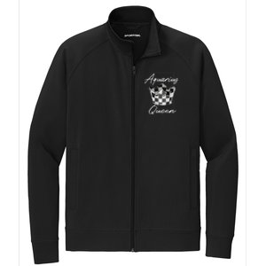 Aquarius Queen Zodiac Sign With Checkerboard Pattern Crown Gift Stretch Full-Zip Cadet Jacket