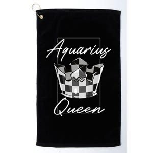 Aquarius Queen Zodiac Sign With Checkerboard Pattern Crown Gift Platinum Collection Golf Towel