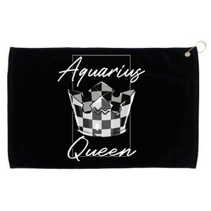 Aquarius Queen Zodiac Sign With Checkerboard Pattern Crown Gift Grommeted Golf Towel