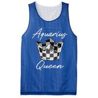 Aquarius Queen Zodiac Sign With Checkerboard Pattern Crown Gift Mesh Reversible Basketball Jersey Tank