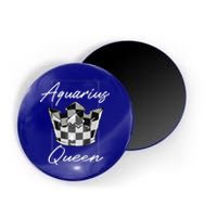 Aquarius Queen Zodiac Sign With Checkerboard Pattern Crown Gift Magnet