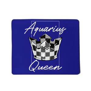 Aquarius Queen Zodiac Sign With Checkerboard Pattern Crown Gift Mousepad