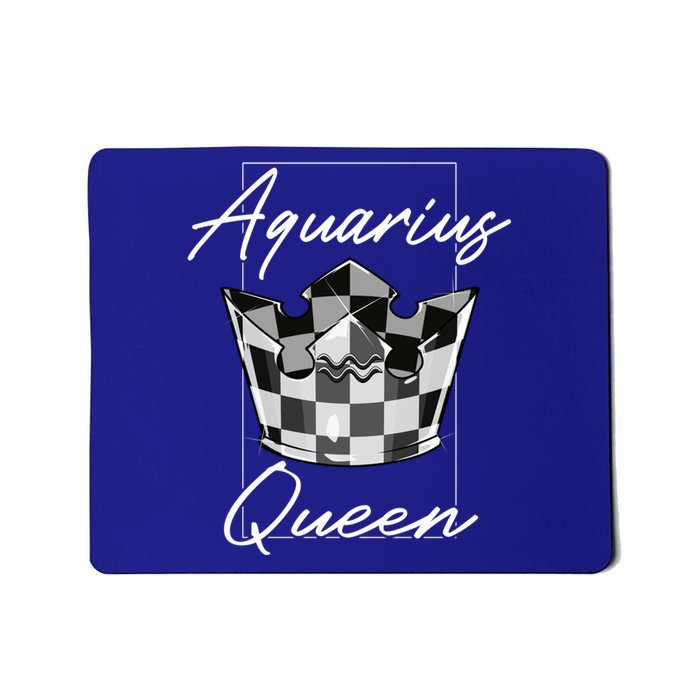 Aquarius Queen Zodiac Sign With Checkerboard Pattern Crown Gift Mousepad