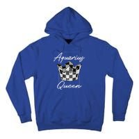 Aquarius Queen Zodiac Sign With Checkerboard Pattern Crown Gift Tall Hoodie