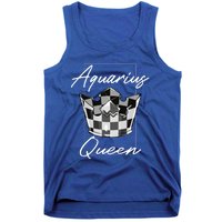 Aquarius Queen Zodiac Sign With Checkerboard Pattern Crown Gift Tank Top