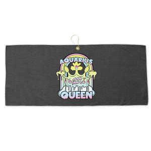 Aquarius Queen Zodiac Sign With Crown Kawaii Pastel Goth Gift Large Microfiber Waffle Golf Towel