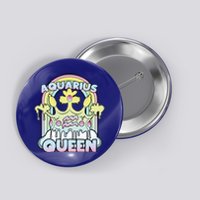 Aquarius Queen Zodiac Sign With Crown Kawaii Pastel Goth Gift Button