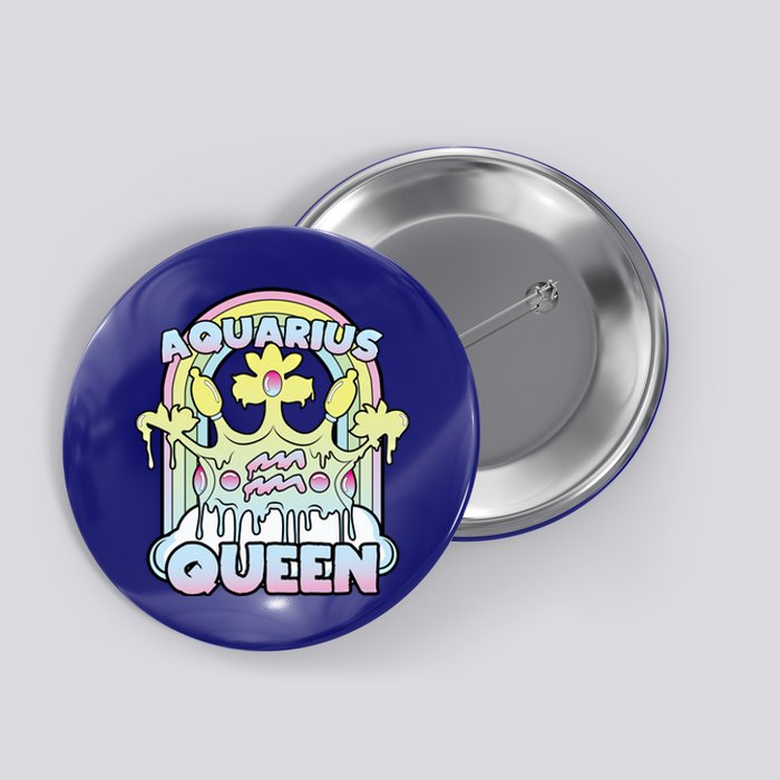 Aquarius Queen Zodiac Sign With Crown Kawaii Pastel Goth Gift Button