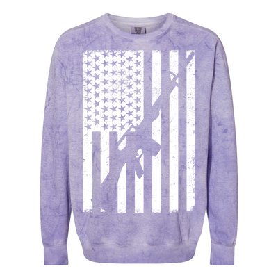 AR-15 Gun Vintage American Flag Colorblast Crewneck Sweatshirt