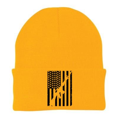 AR-15 Gun Vintage American Flag Knit Cap Winter Beanie