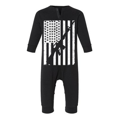 AR-15 Gun Vintage American Flag Infant Fleece One Piece