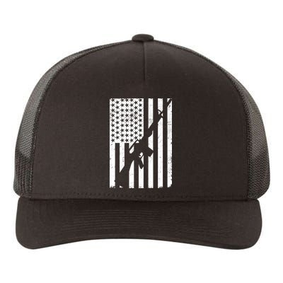 AR-15 Gun Vintage American Flag Yupoong Adult 5-Panel Trucker Hat