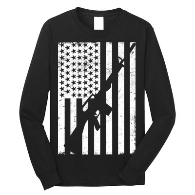 AR-15 Gun Vintage American Flag Long Sleeve Shirt