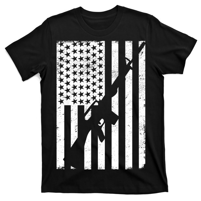 AR-15 Gun Vintage American Flag T-Shirt