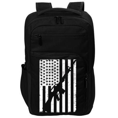 AR-15 Gun Vintage American Flag Impact Tech Backpack