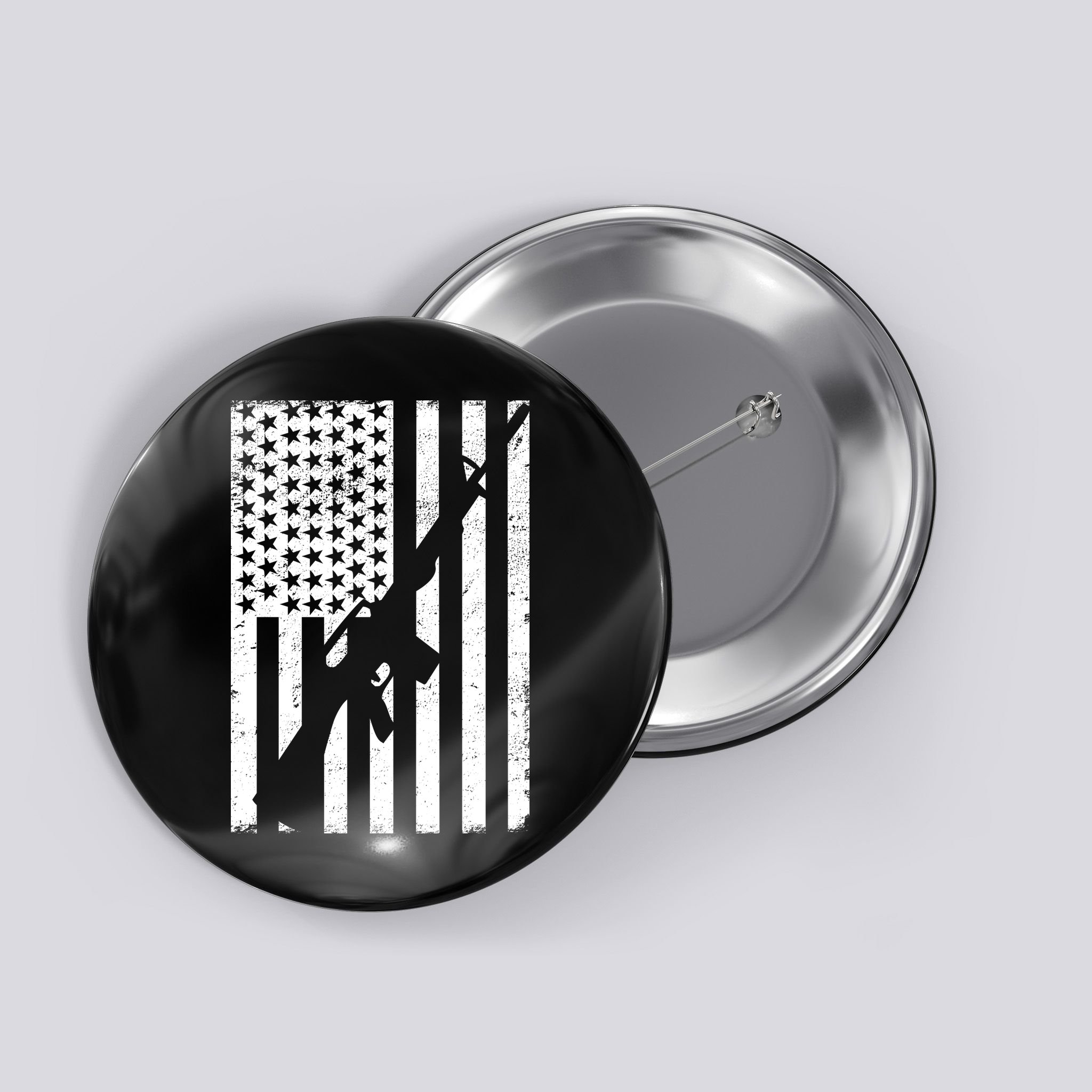 AR-15 Gun Vintage American Flag Button