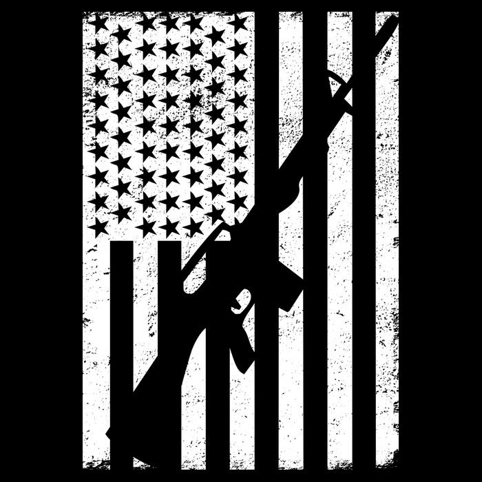 AR-15 Gun Vintage American Flag Button