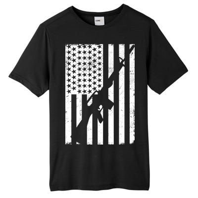 AR-15 Gun Vintage American Flag Tall Fusion ChromaSoft Performance T-Shirt