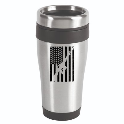 AR-15 Gun Vintage American Flag 16oz Travel Tumbler