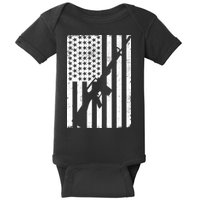 AR-15 Gun Vintage American Flag Baby Bodysuit