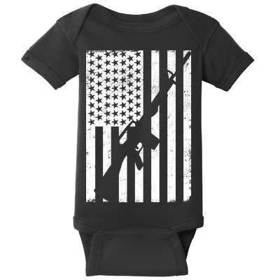 AR-15 Gun Vintage American Flag Baby Bodysuit