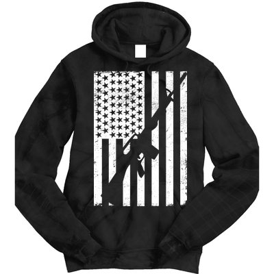 AR-15 Gun Vintage American Flag Tie Dye Hoodie