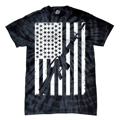 AR-15 Gun Vintage American Flag Tie-Dye T-Shirt