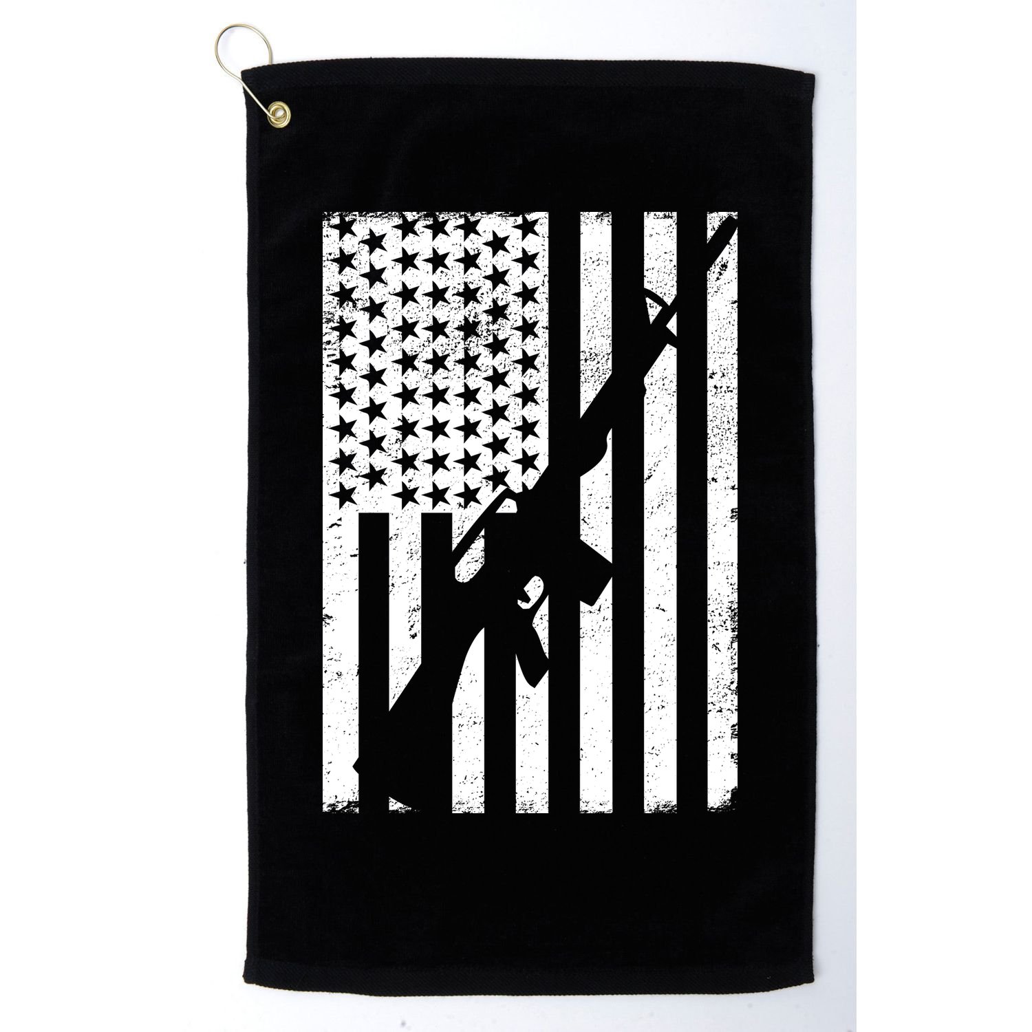 AR-15 Gun Vintage American Flag Golf Towel