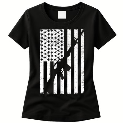 AR-15 Gun Vintage American Flag Womens T-Shirt