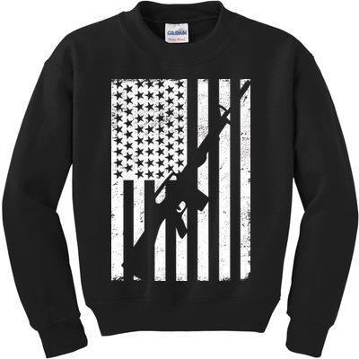 AR-15 Gun Vintage American Flag Kids Sweatshirt