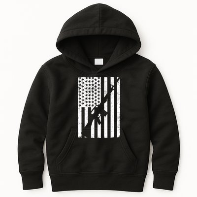 AR-15 Gun Vintage American Flag Kids Hoodie