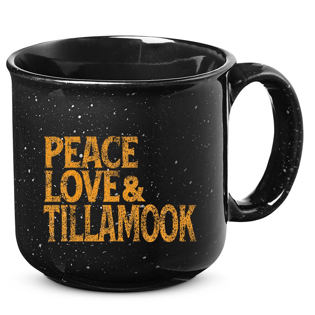 Awesome Retro 1960s Peace Love Tillamook Oregon 15oz Campfire Ceramic Mug