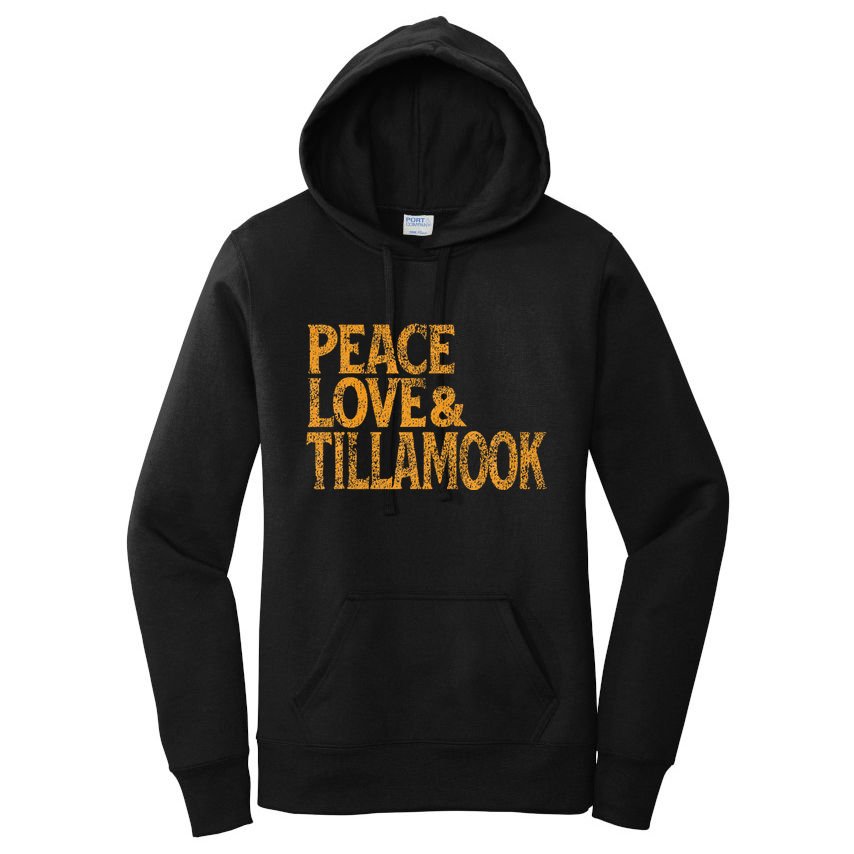 Awesome Retro 1960s Peace Love Tillamook Oregon Women's Pullover Hoodie