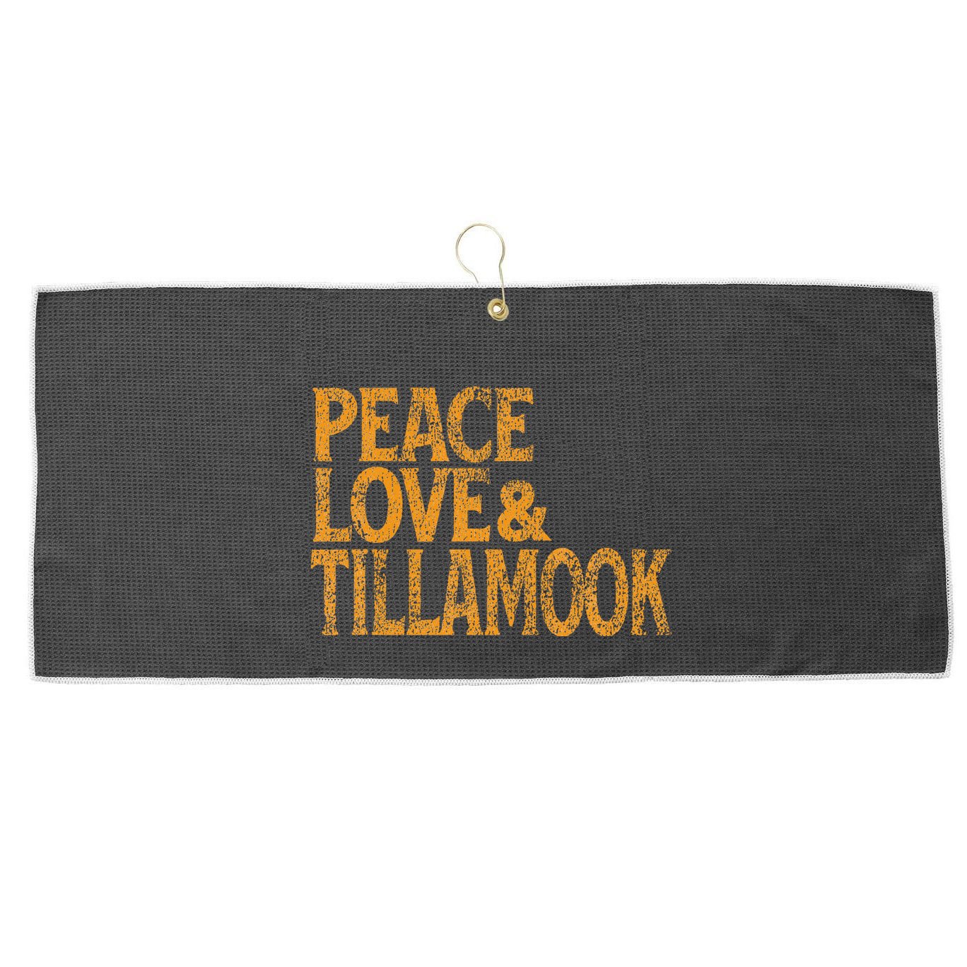 Awesome Retro 1960s Peace Love Tillamook Oregon Large Microfiber Waffle Golf Towel