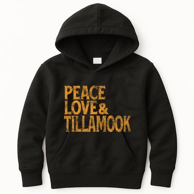 Awesome Retro 1960s Peace Love Tillamook Oregon Kids Hoodie